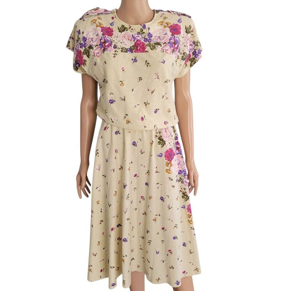 S.L. Fashions Vintage Floral Midi Dress (Size 10)